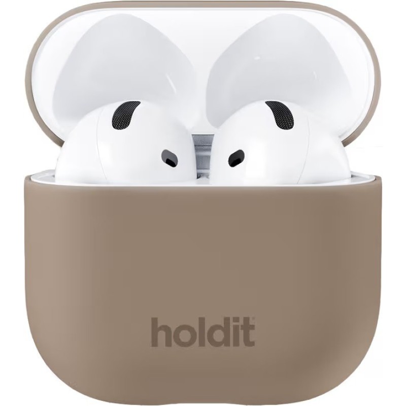 Kaлъф Holdit за AirPods 4, Silicone Case, Кафяв