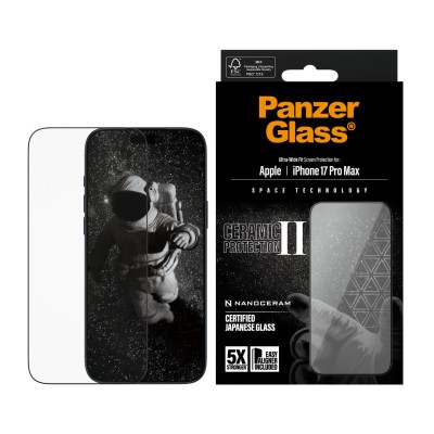 Стъклен протектор PanzerGlass за iPhone 17 Pro Max / 18 Pro Max, Ceramic, UWF, w. EasyAligner Стъклен протектор PanzerGlass за iPhone 17 Pro Max / 18 Pro Max, Ceramic, UWF, w. EasyAligner