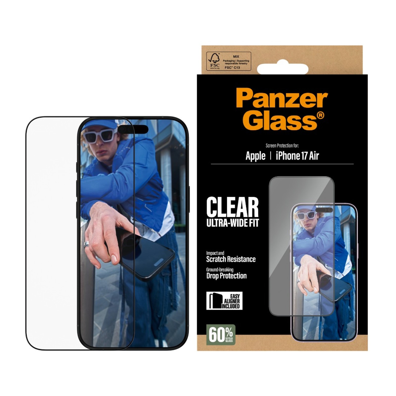 Стъклен протектор PanzerGlass за iPhone 17 Air, UWF, w. EasyAligner - Протектор за iPhone 17 | Phoneplay.bg
