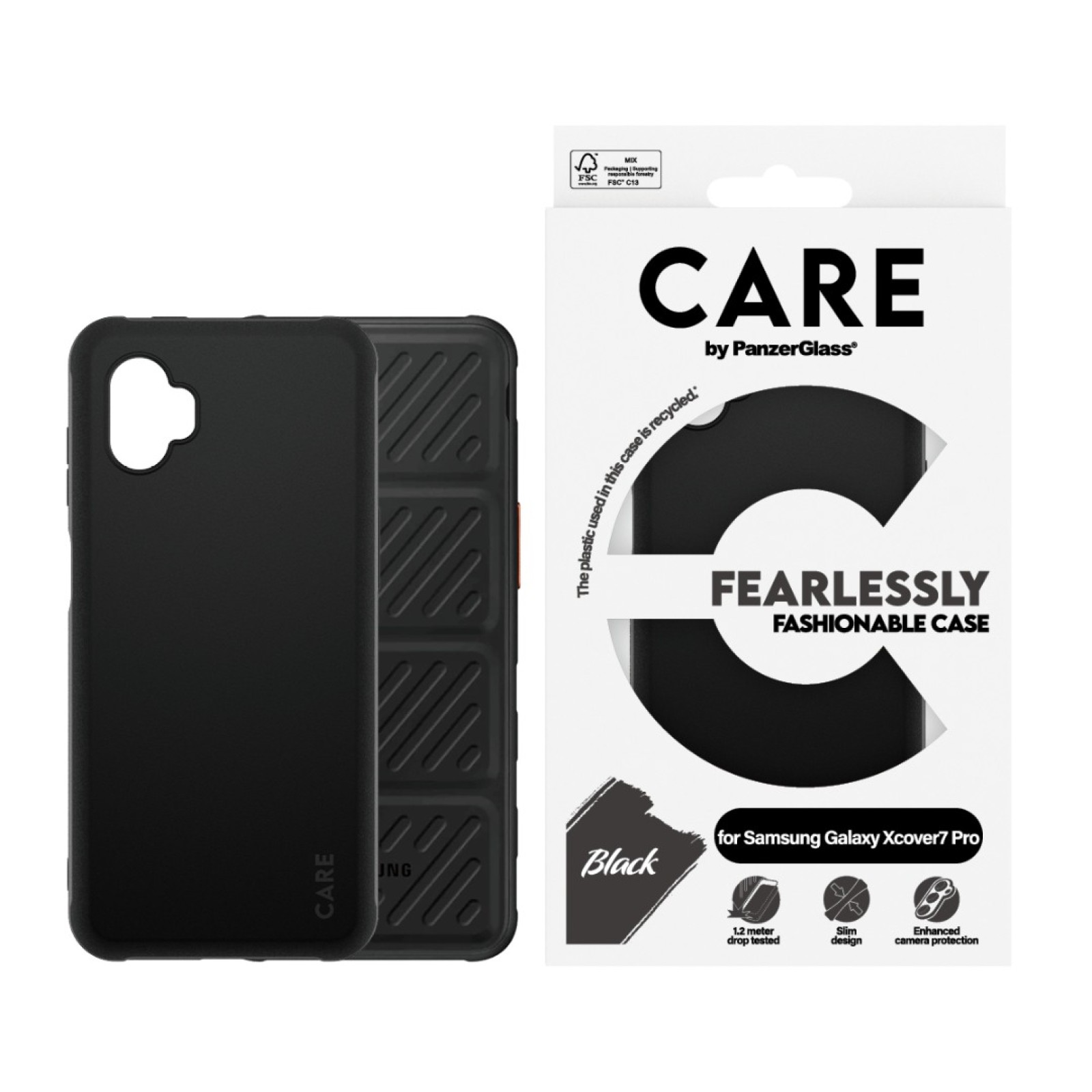 Гръб Care by PanzerGlass за Samsung Xcover 7 Pro, TPU - Черен - Калъфи за Samsung Galaxy | Phoneplay.bg