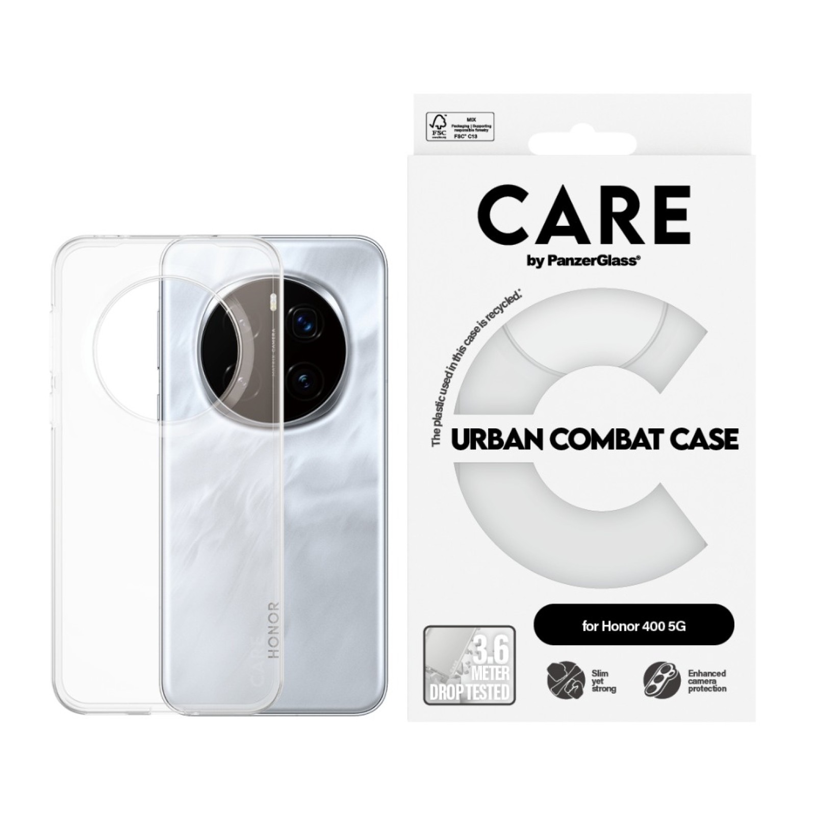 Гръб Care by PanzerGlass за Honor 400 5G, Flagship Case, Urban Combat, Прозрачен - Кейсове и калъфи | Phoneplay.bg