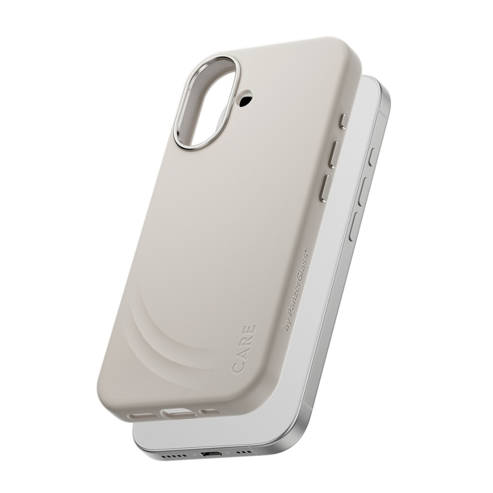 Гръб Care by PanzerGlass за iPhone 17, FLOW Case w haptic button - Vanilla - Калъфи за iPhone 17 | Phoneplay.bg