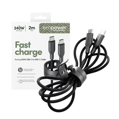 Data кабел empower by PanzerGlass Racing USB-C to USB-C Cable 240W USB 2.0, 2m - Space Black