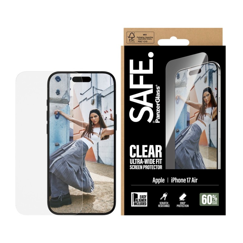 Стъклен протектор Safe за iPhone 17 Air, UWF, EasyAligner