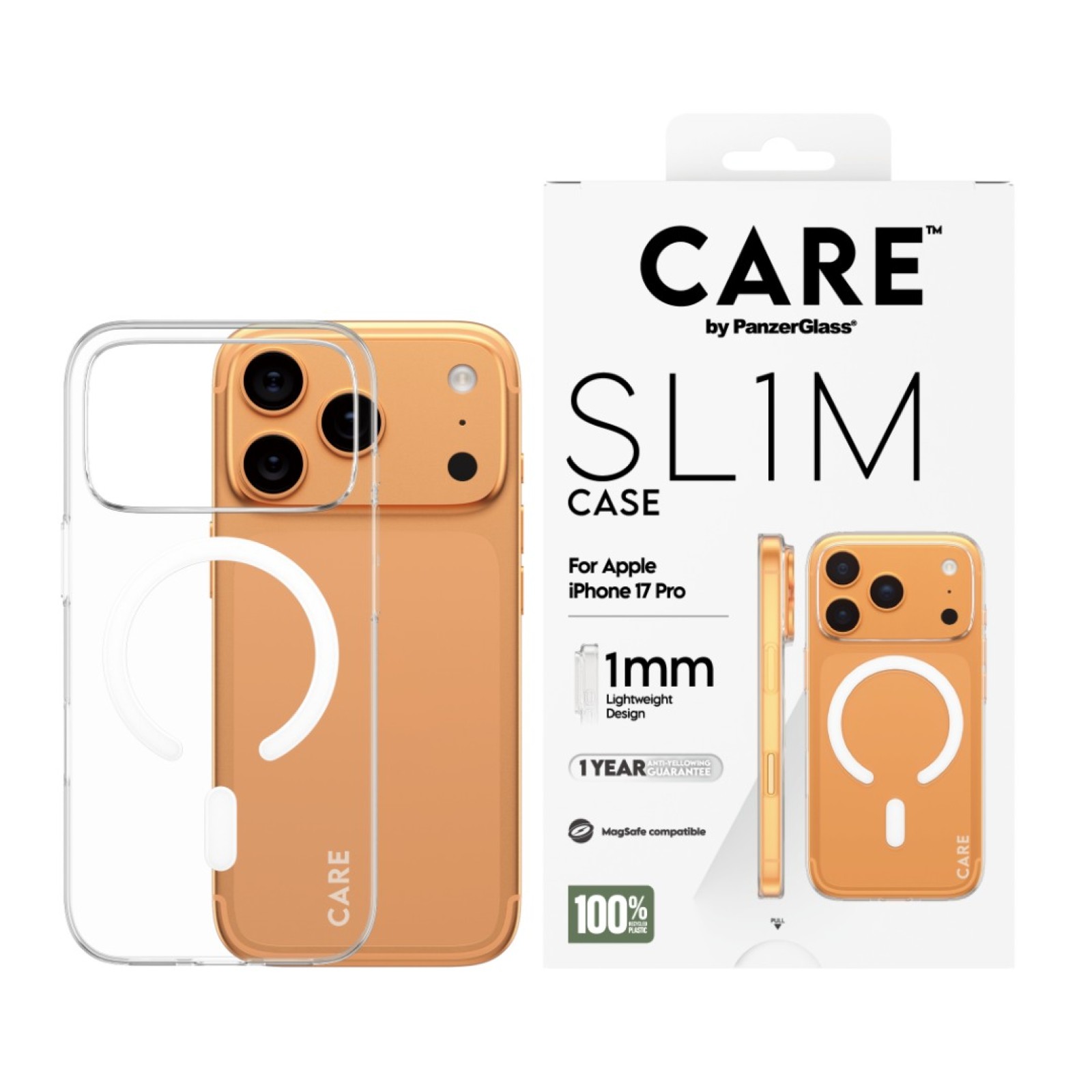 Гръб Care by PanzerGlass за iPhone 17 Pro / 18 Pro, MagSafe, SuperSlim, White | Phoneplay.bg