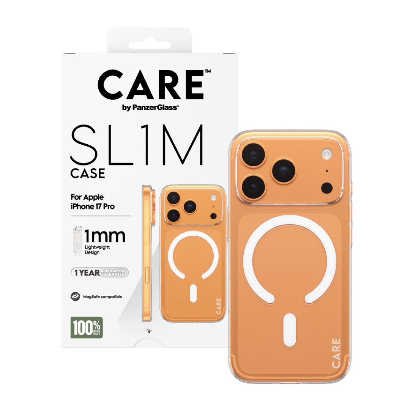 Гръб Care by PanzerGlass за iPhone 17 Pro / 18 Pro, MagSafe, SuperSlim, White | Phoneplay.bg