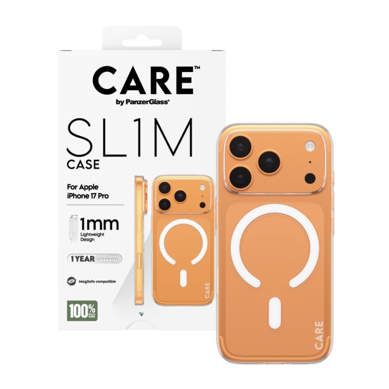 Гръб Care by PanzerGlass за iPhone 17 Pro / 18 Pro, MagSafe, SuperSlim, White | Phoneplay.bg