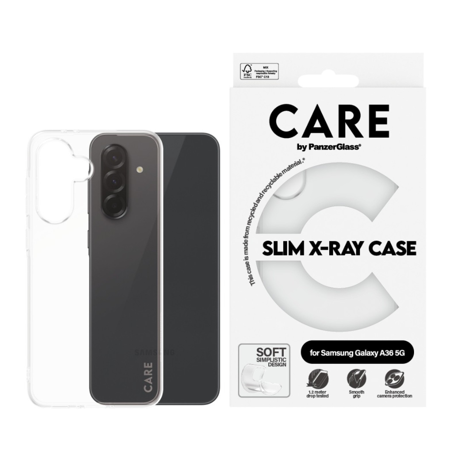Гръб Care by PanzerGlass за Samsung Galaxy A36 5G, Fashionable Case Прозрачен X-Ray Soft Basic - Samsung Galaxy A36 | Phoneplay.bg
