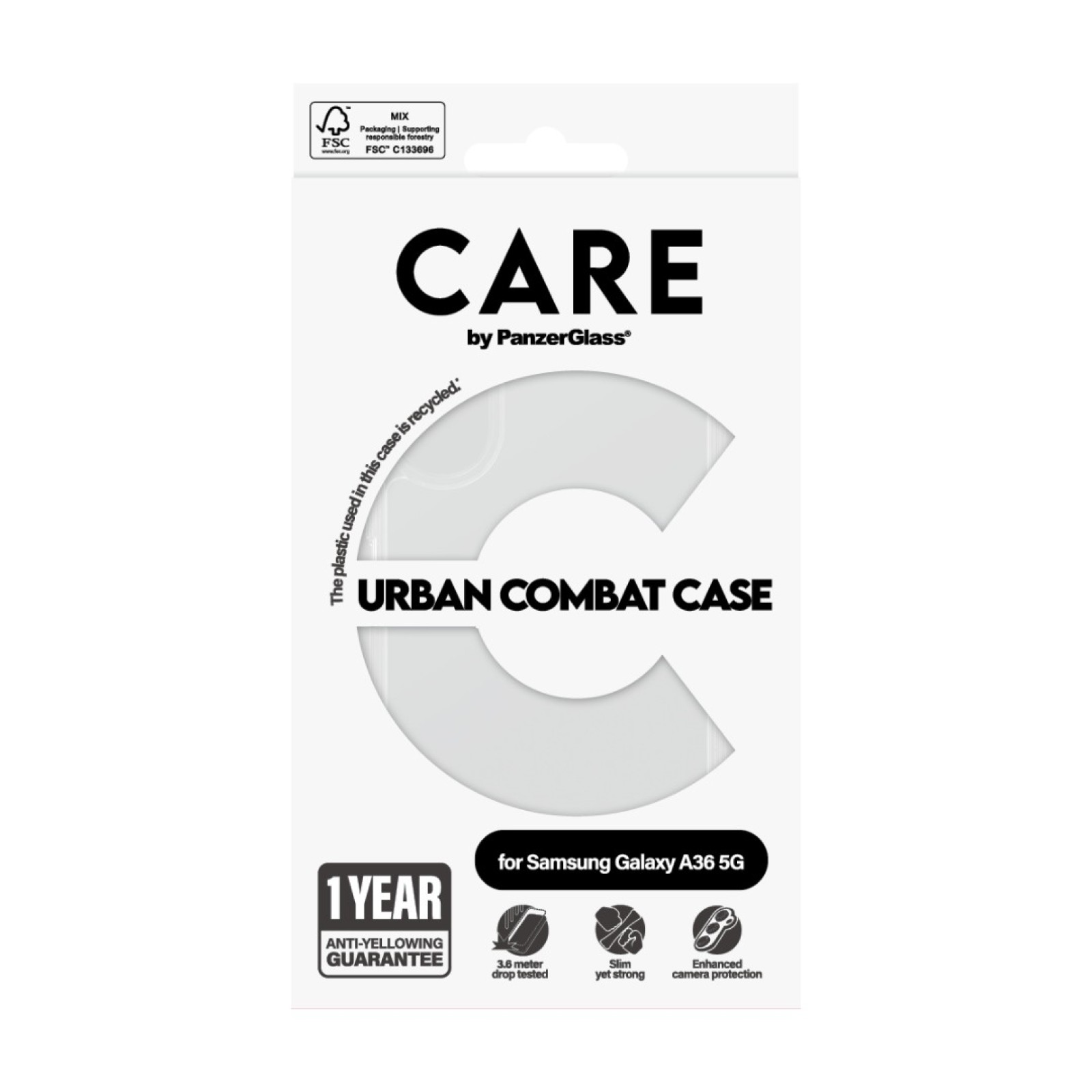 Гръб Care by PanzerGlass за Samsung Galaxy A36 5G, Flagship Case, Urban Combat, Прозрачен - | Phoneplay.bg