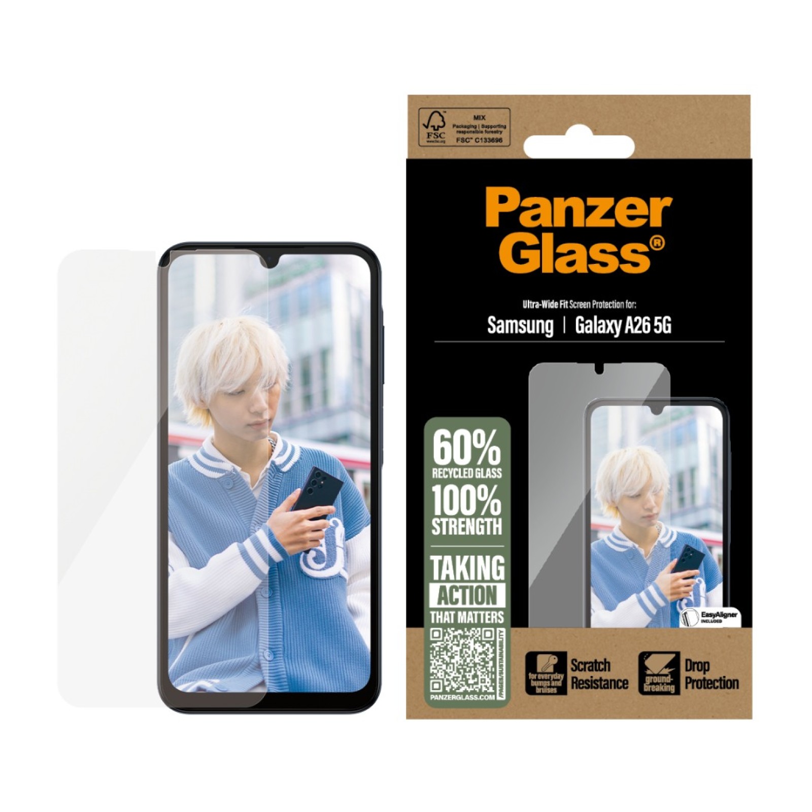 Стъклен протектор PanzerGlass за Samsung Galaxy A26 5G, UWF, Прозрачен - Протектори за Samsung Galaxy A серия | Phoneplay.bg
