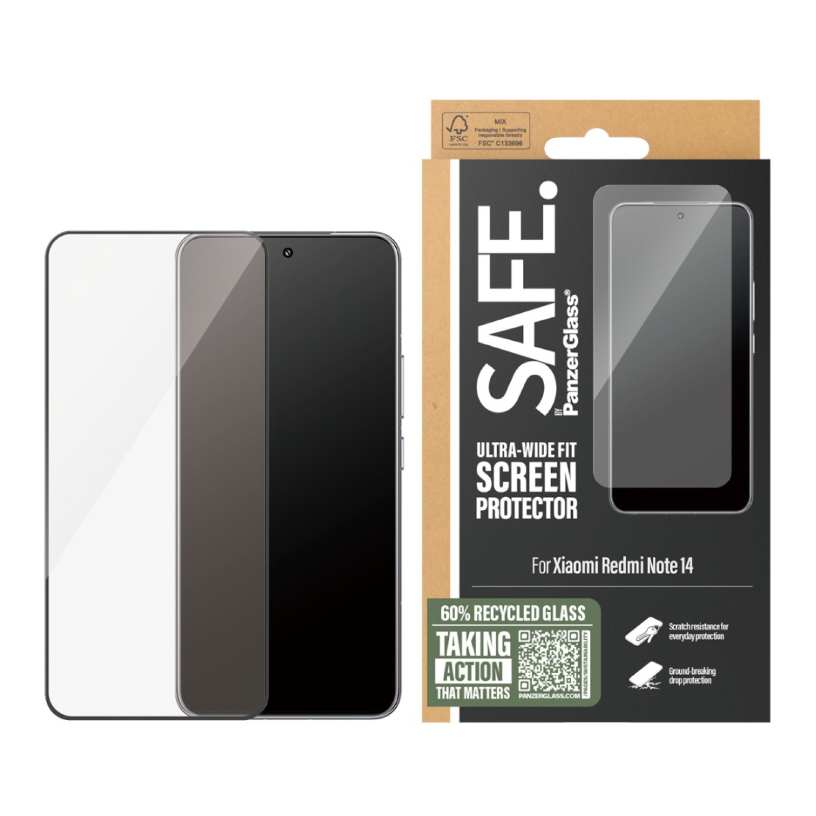 Стъклен протектор Safe за Xiaomi Redmi Note 14, UWF - Стъклен Протектор | Phoneplay.bg