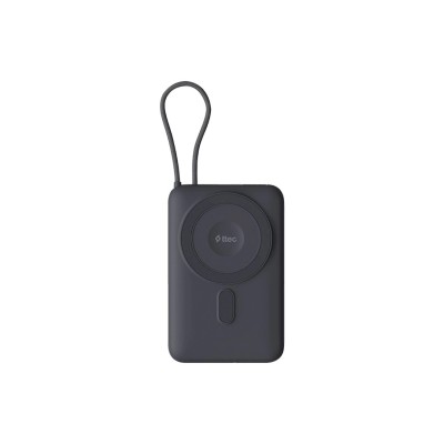 Външна батерия ttec Recharger M LCD 10.000 mAh. MagSafe comp PD20W Powerbank with USB-C Cable and Stand - Черна