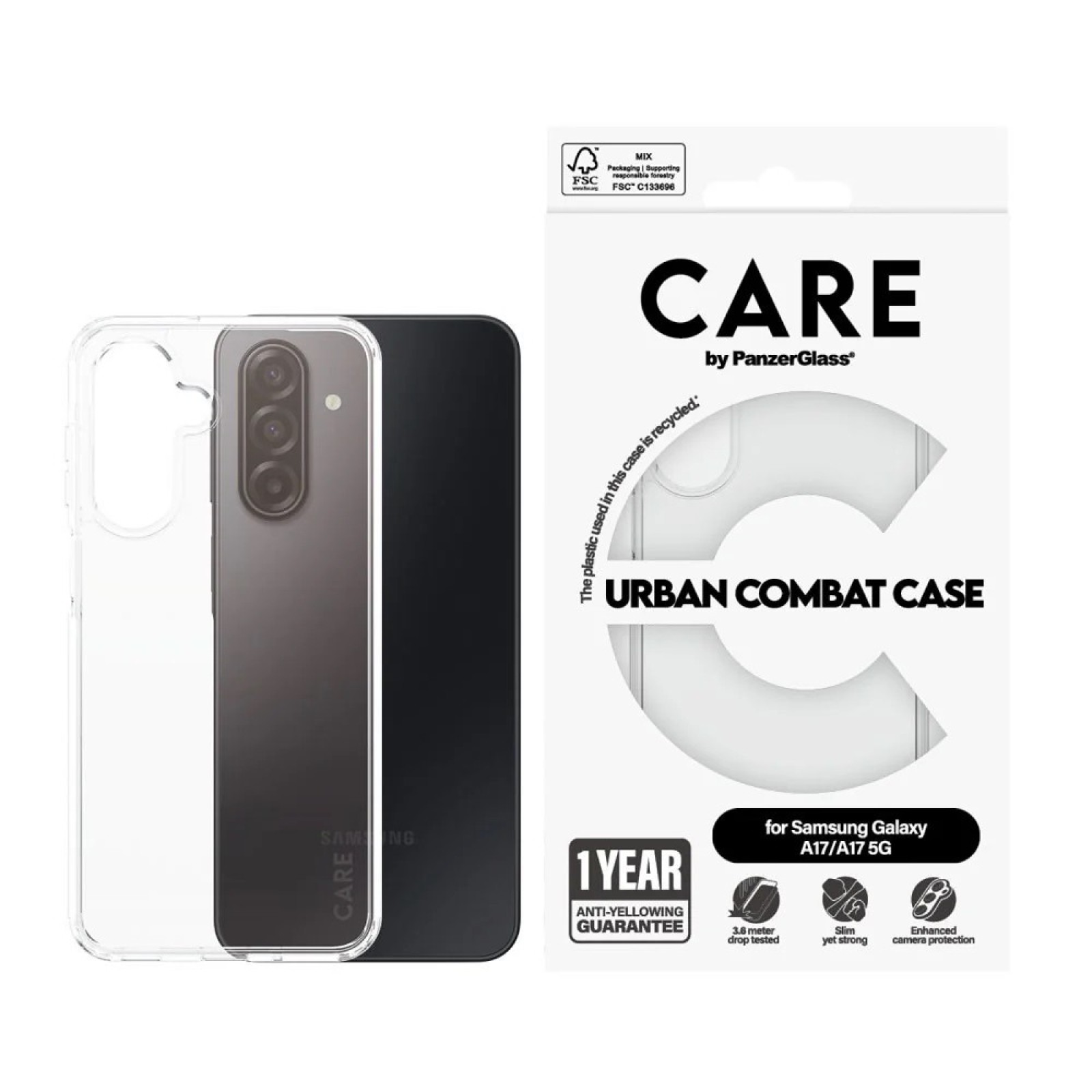 Гръб Care by PanzerGlass за Samsung Galaxy A17, Flagship Case, Urban Combat, Прозрачен - Калъфи за Samsung Galaxy A серия | Phoneplay.bg