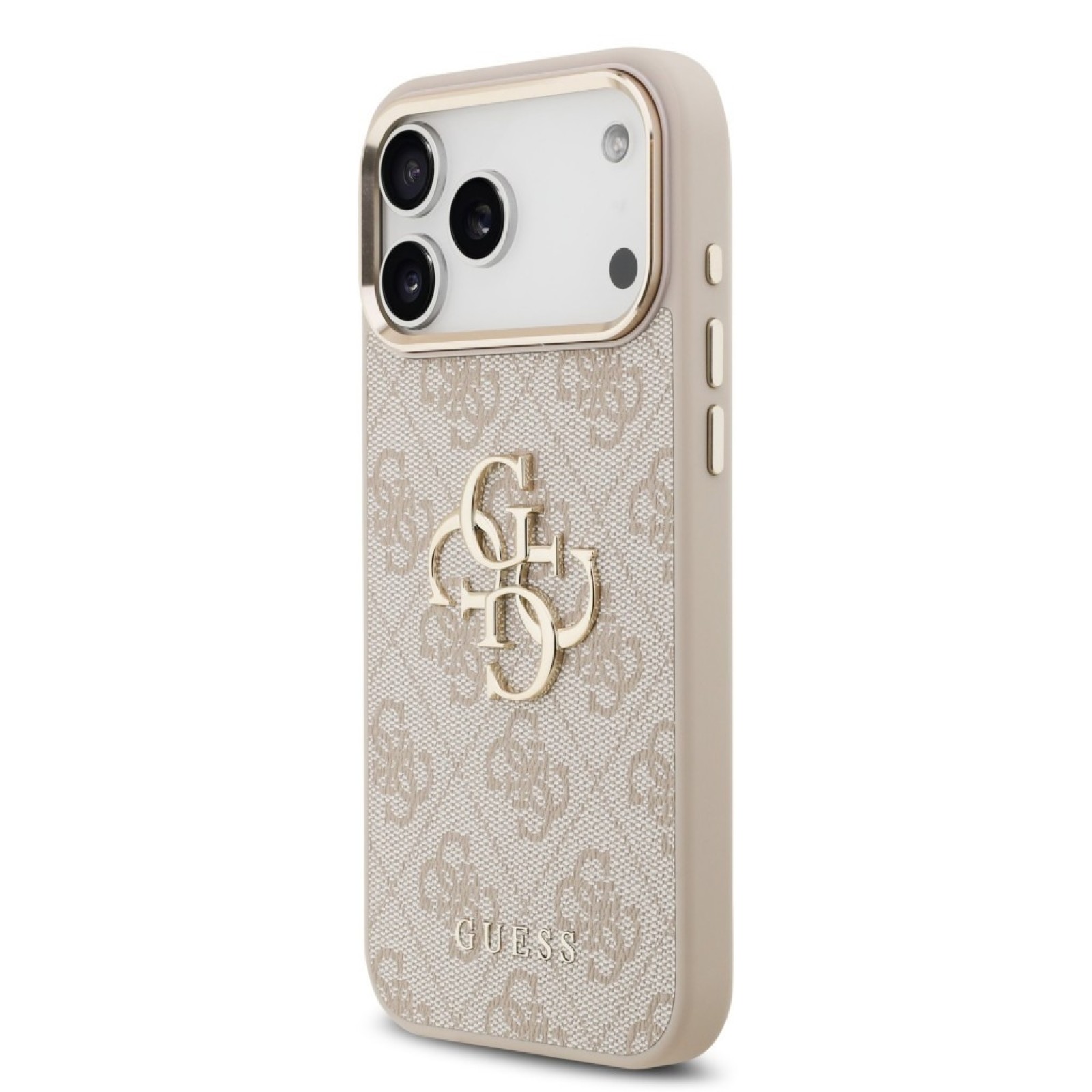 Гръб Guess PU Leather 4G Metal Logo Gold Frame MagSafe Case за iPhone 17 Pro Max / 18 Pro Max - Розов | Phoneplay.bg