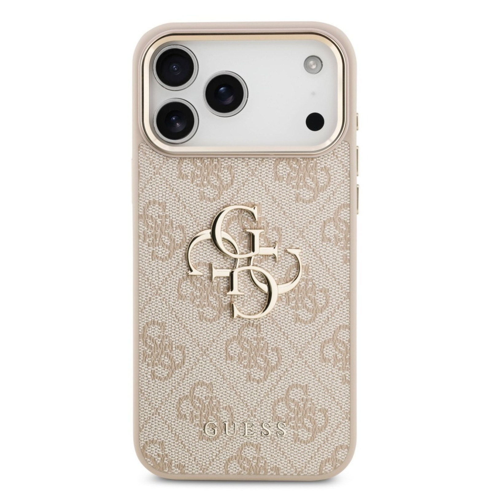 Гръб Guess PU Leather 4G Metal Logo Gold Frame MagSafe Case за iPhone 17 Pro Max / 18 Pro Max - Розов | Phoneplay.bg