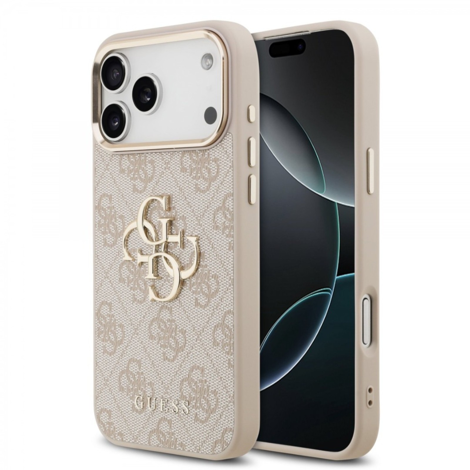 Гръб Guess PU Leather 4G Metal Logo Gold Frame MagSafe Case за iPhone 17 Pro Max / 18 Pro Max - Розов | Phoneplay.bg