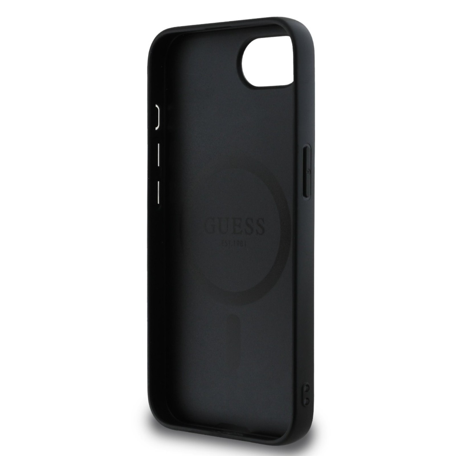 Гръб Guess за iPhone 17E, iPhone 16E, PU, Grained, 4G Metal Logo, Черен - Калъфи за iPhone 16 | Phoneplay.bg