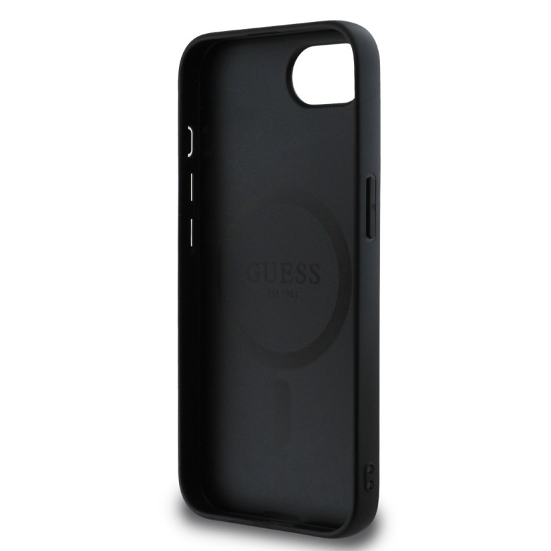 Гръб Guess за iPhone 17E, iPhone 16E, PU, Grained, 4G Metal Logo, Черен - Калъфи за iPhone 16 | Phoneplay.bg