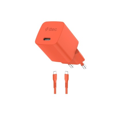 Зарядно ttec SmartCharger GaN 45W PD + Кабел USB-C, Neon Orange