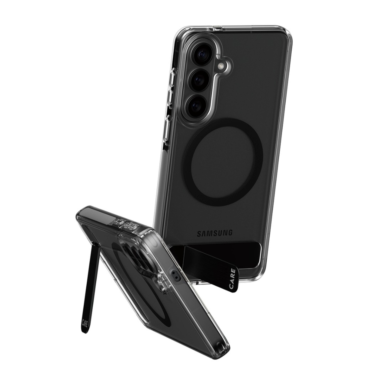 Гръб CARE by PanzerGlass за Samsung Galaxy S26 Plus, Urban Explorer Case w. Black Kickstand and Qi - Прозрачен - Калъфи за Samsung Galaxy S26+ | Phoneplay.bg