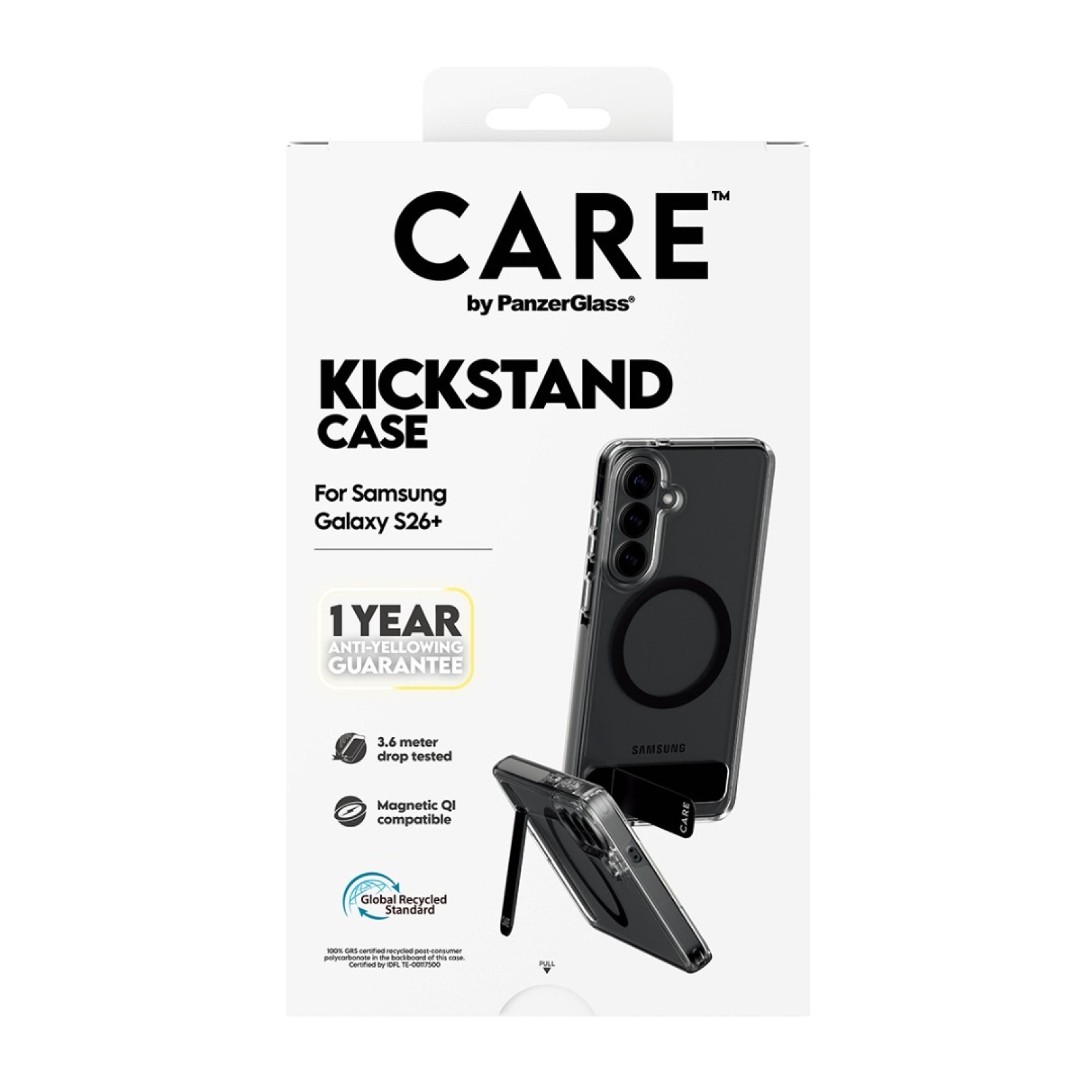 Гръб CARE by PanzerGlass за Samsung Galaxy S26 Plus, Urban Explorer Case w. Black Kickstand and Qi - Прозрачен - Калъфи за Samsung Galaxy S26+ | Phoneplay.bg