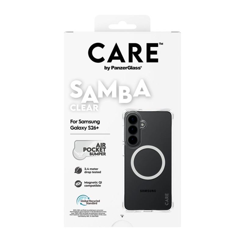 Гръб CARE by PanzerGlass за Samsung Galaxy S26 Plus, Samba Case w. White Qi - Прозрачен - Калъфи за Samsung Galaxy S26+ | Phoneplay.bg