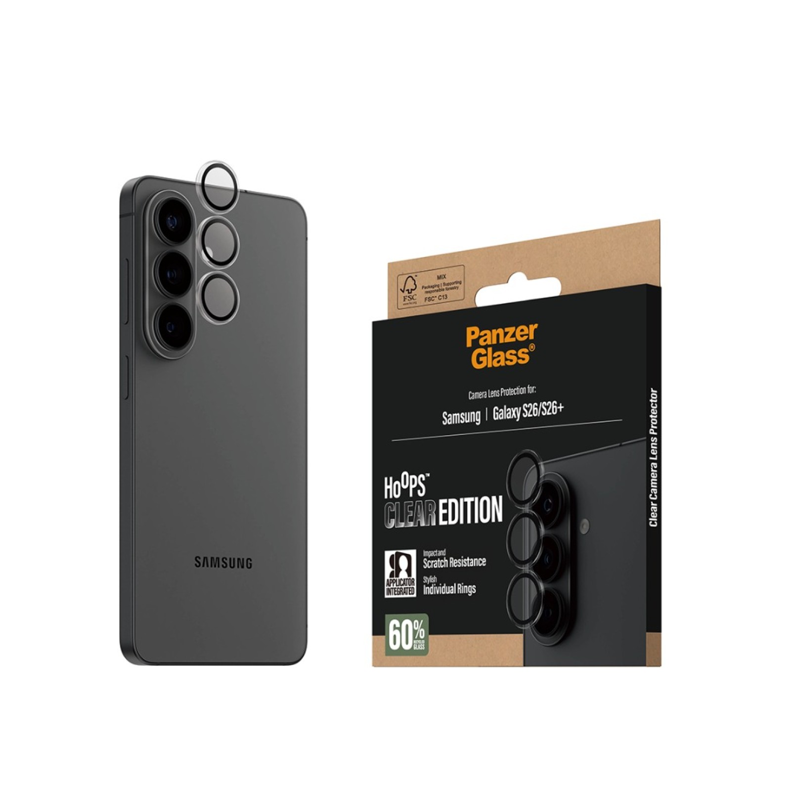 Протектор за камера PanzerGlass Hoops за Samsung Galaxy S26, S26 Plus, Camera Lens Protector Transparent - Протектор за Samsung Galaxy S26 | Phoneplay.bg