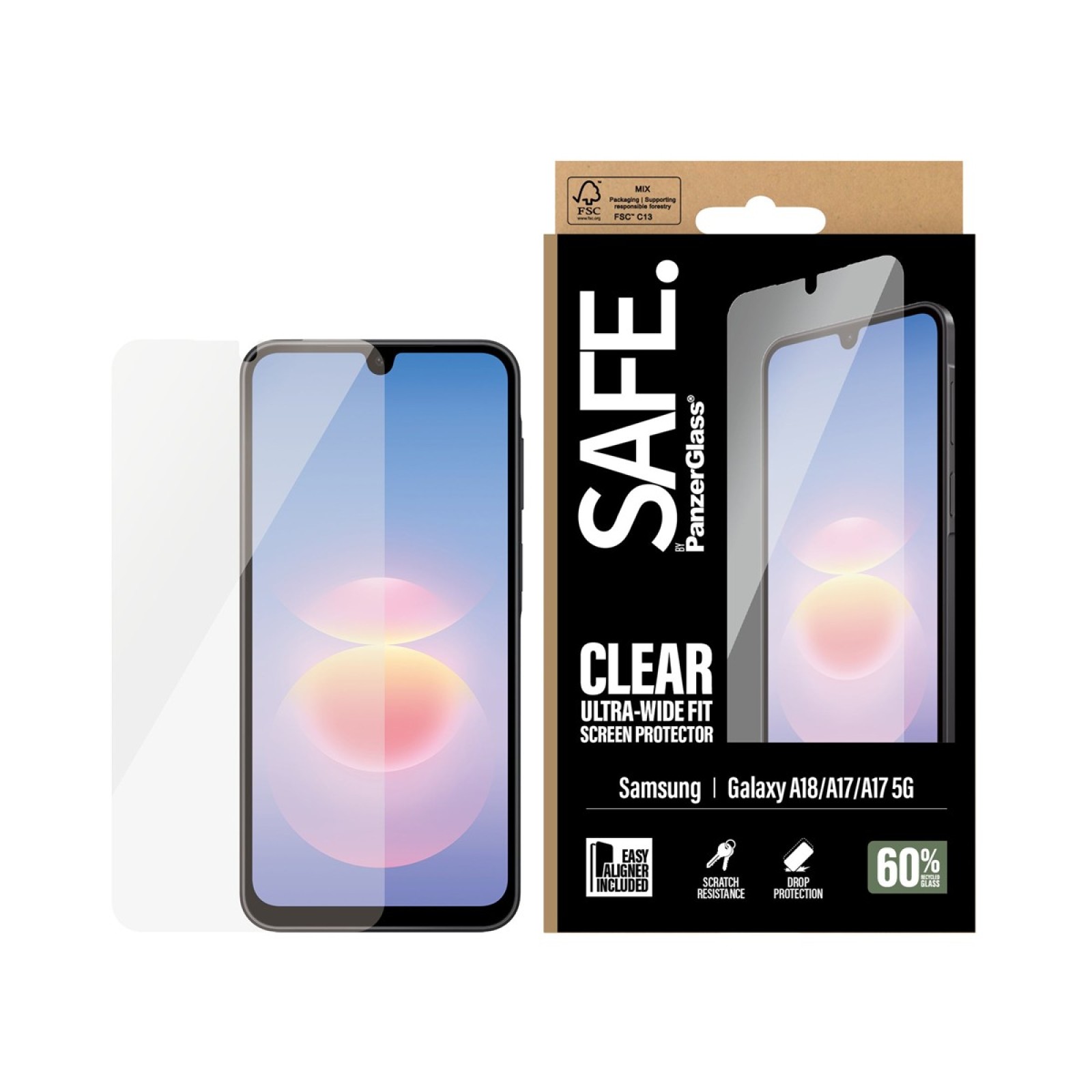 Стъклен протектор Safe за Samsung Galaxy A17/A18, UWF - Протектори | Phoneplay.bg