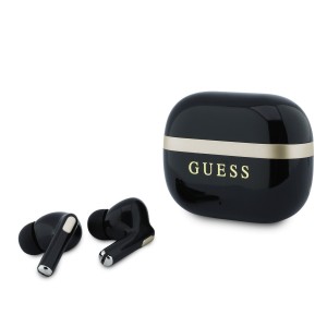 Bluetooth слушалки Guess TWS Glossy Gold Line Classic Logo, Черни