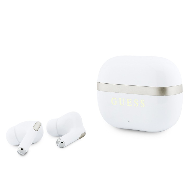 Bluetooth слушалки Guess TWS Glossy Gold Line Classic Logo, Бели Bluetooth слушалки Guess TWS Glossy Gold Line Classic Logo, Бели