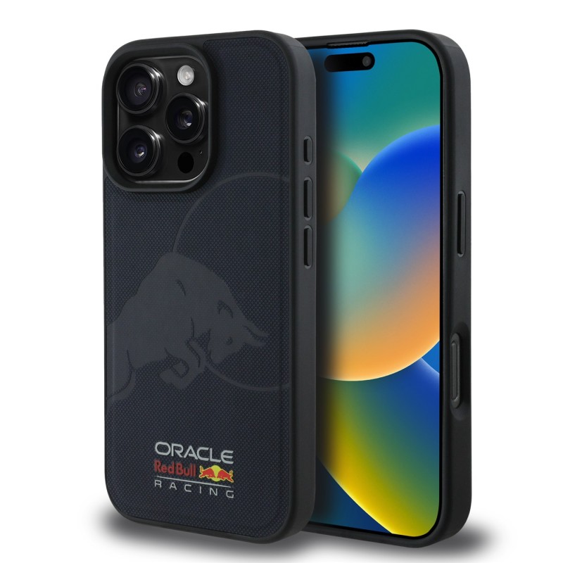 Гръб Red Bull за iPhone 16 Pro Max, MagSafe Meshed PU Debossed Bull, Тъмносин
