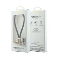 Каишка за телефон Guess Wrist Strap Silicone with Script Charm - Черна