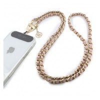 Верижка за телефон Guess PU Saffiano Long Chain Strap with 4G Charm - Розова