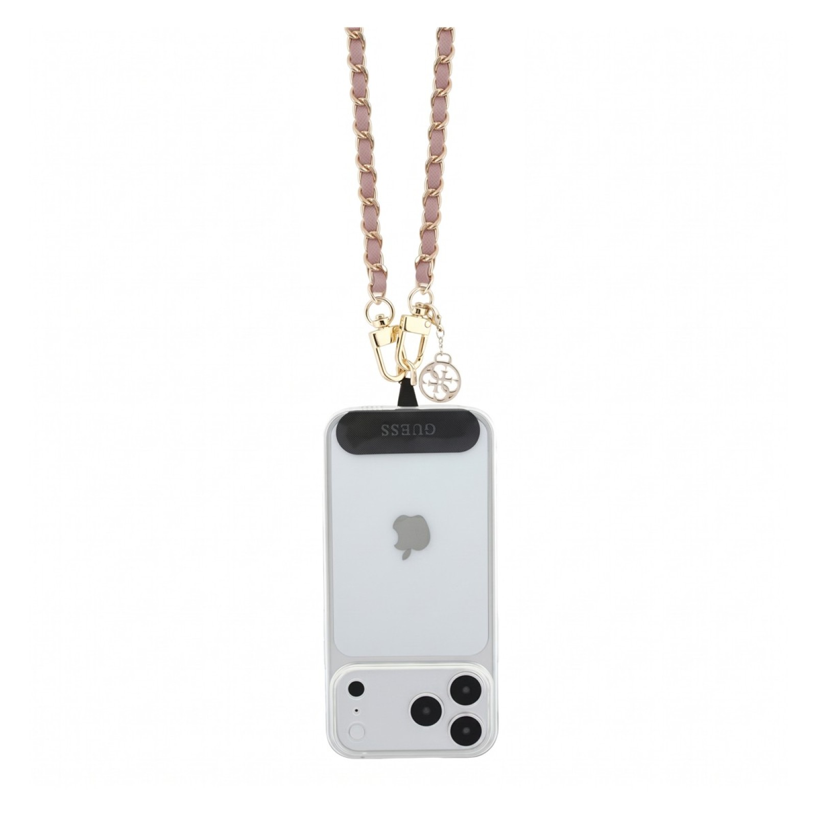 Верижка за телефон Guess PU Saffiano Long Chain Strap with 4G Charm - Розова