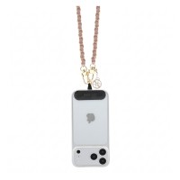 Верижка за телефон Guess PU Saffiano Long Chain Strap with 4G Charm - Розова