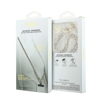 Верижка за телефон Guess PU Saffiano Long Chain Strap with 4G Charm - Розова