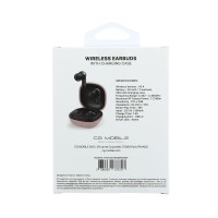 Bluetooth слушалки Guess TWS ENC Grained PU Square Script Metal - Розови