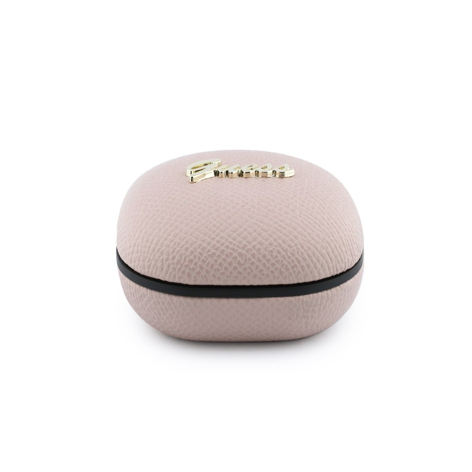 Bluetooth слушалки Guess TWS ENC Grained PU Square Script Metal - Розови