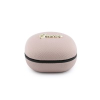 Bluetooth слушалки Guess TWS ENC Grained PU Square Script Metal - Розови