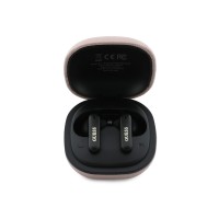Bluetooth слушалки Guess TWS ENC Grained PU Square Script Metal - Розови
