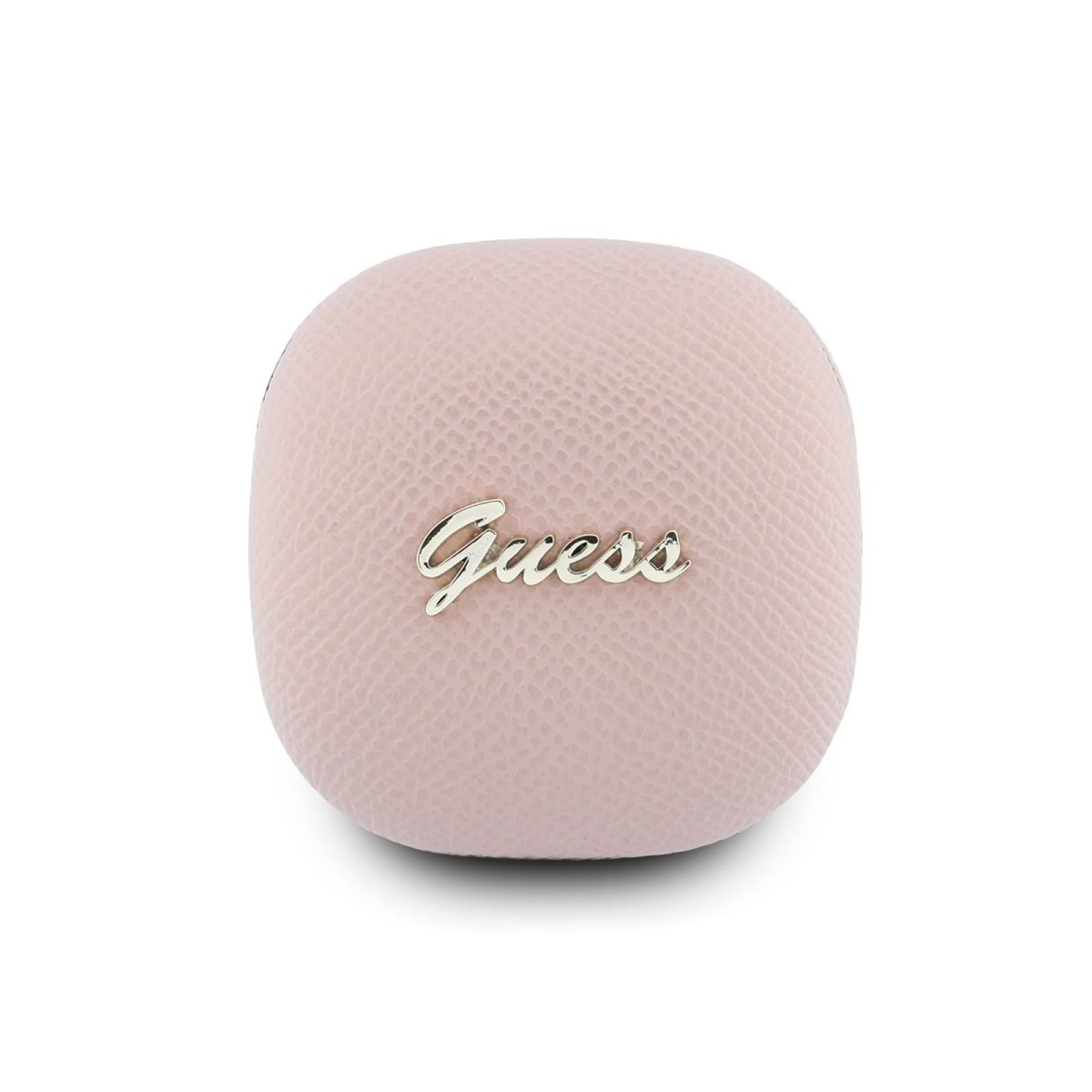 Bluetooth слушалки Guess TWS ENC Grained PU Square Script Metal - Розови