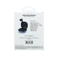 Bluetooth слушалки Guess TWS ENC Grained PU Square Script Metal - Светлосини