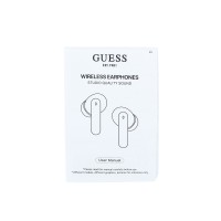 Bluetooth слушалки Guess TWS ENC Grained PU Square Script Metal - Светлосини