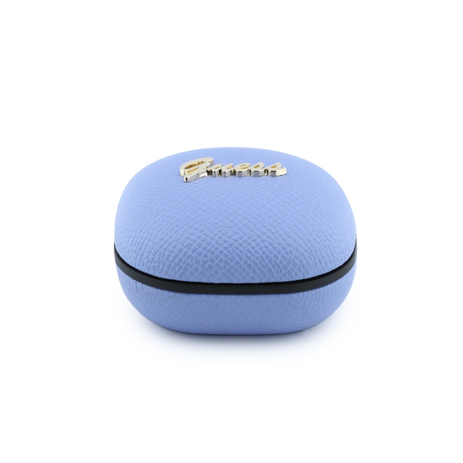 Bluetooth слушалки Guess TWS ENC Grained PU Square Script Metal - Светлосини