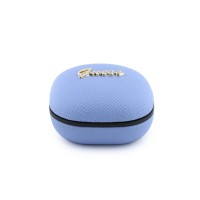 Bluetooth слушалки Guess TWS ENC Grained PU Square Script Metal - Светлосини