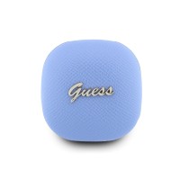 Bluetooth слушалки Guess TWS ENC Grained PU Square Script Metal - Светлосини