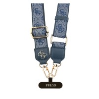 Връзка за телефон Guess Universal 4G PU Strap Tether Patch Metal Logo - Синя