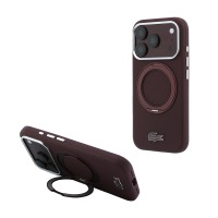Калъф Lacoste за iPhone 18 Pro Max, PVC Petit Pique MagSafe Case with Ring Stand - Бордо