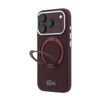 Калъф Lacoste за iPhone 18 Pro Max, PVC Petit Pique MagSafe Case with Ring Stand - Бордо