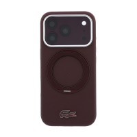 Калъф Lacoste за iPhone 18 Pro Max, PVC Petit Pique MagSafe Case with Ring Stand - Бордо